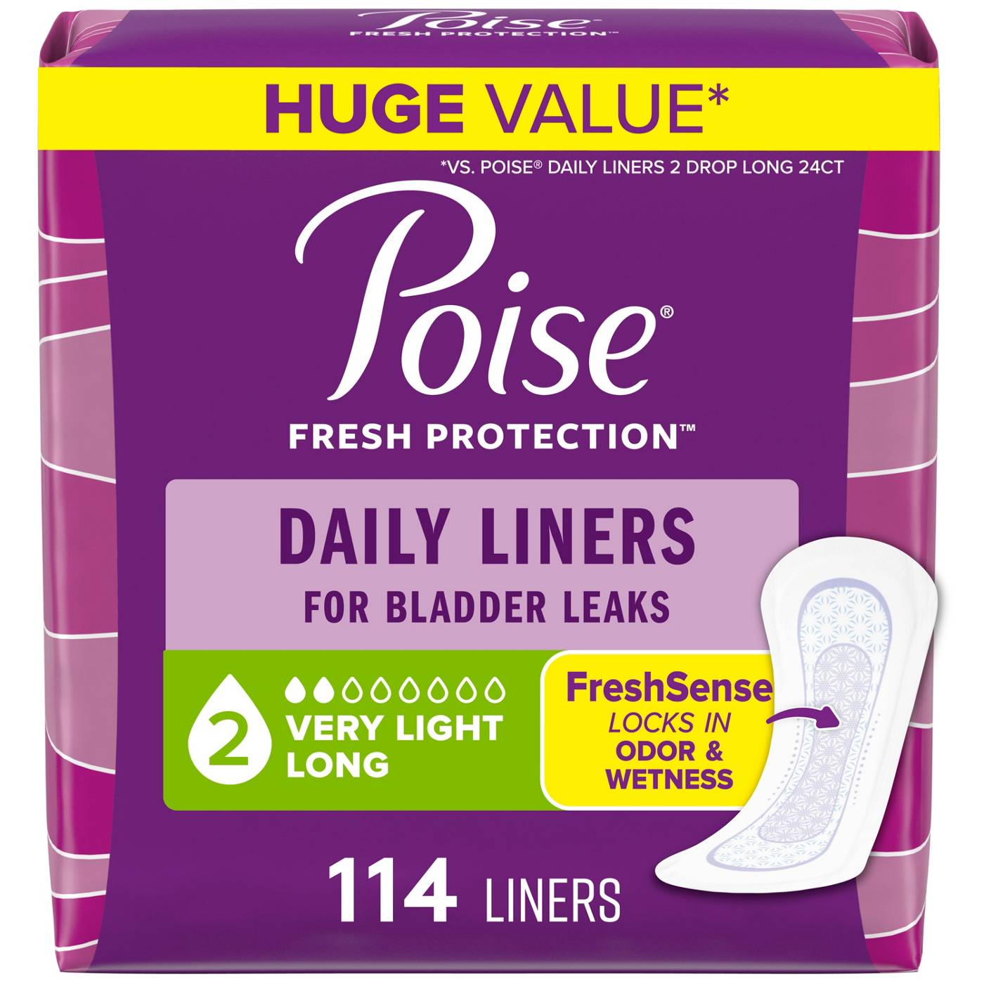 Poise Daily Incontinence Long Panty Liners 2 Drop Very Light Shop