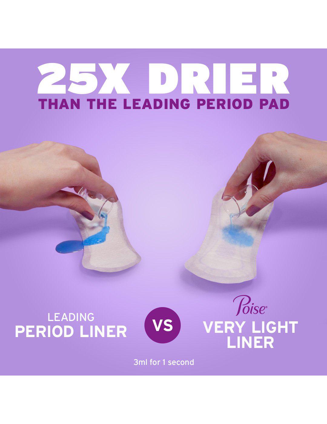 Poise Daily Incontinence Long Panty Liners - 2 Drop Very Light; image 3 of 6