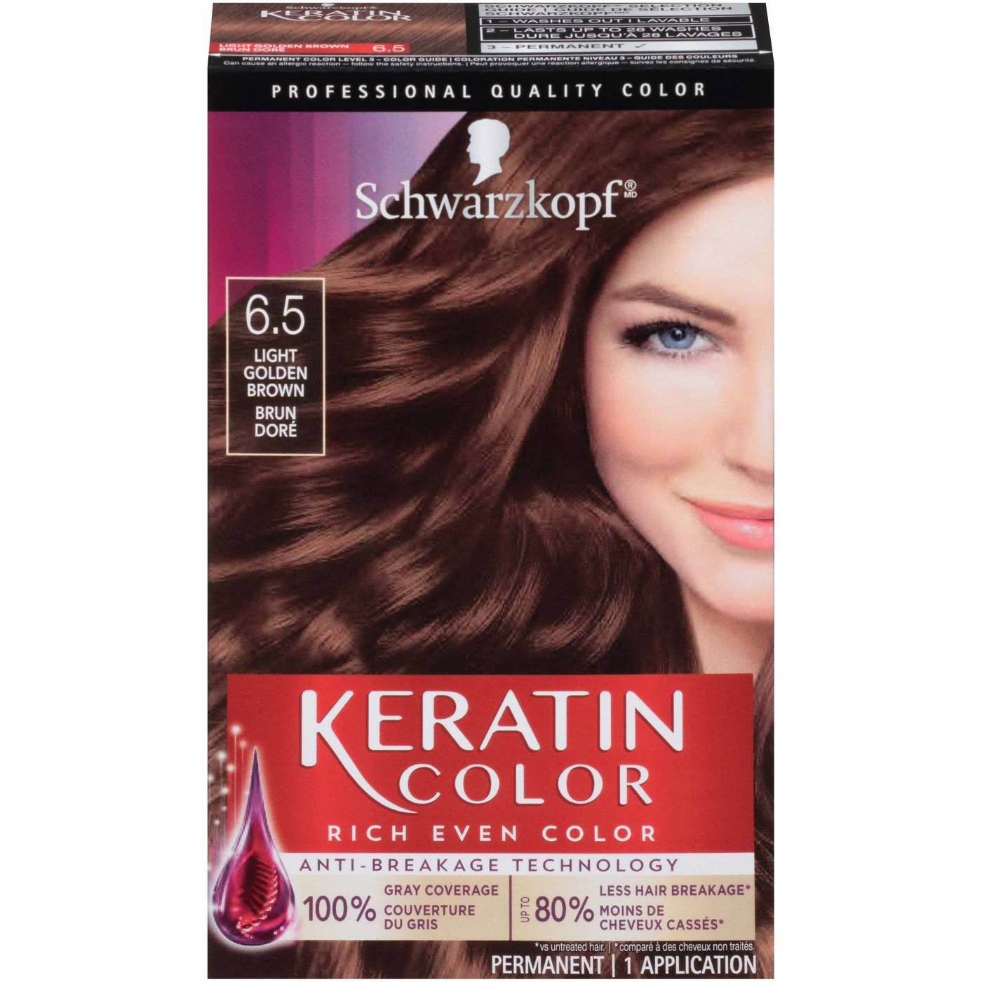 Schwarzkopf Keratin Color Permanent Hair Color Cream, 6.5 Light Golden Brown; image 1 of 5