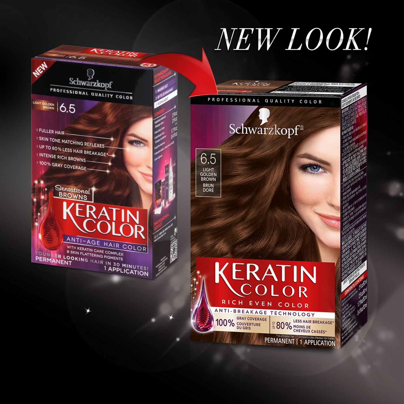 Schwarzkopf Keratin Color Permanent Hair Color Cream, 6.5 Light Golden Brown; image 2 of 5