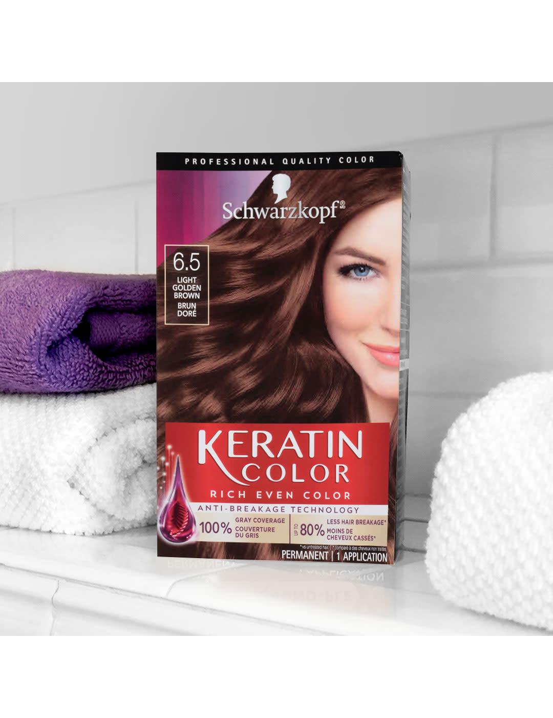 Schwarzkopf Keratin Color Permanent Hair Color Cream, 6.5 Light Golden Brown; image 4 of 5