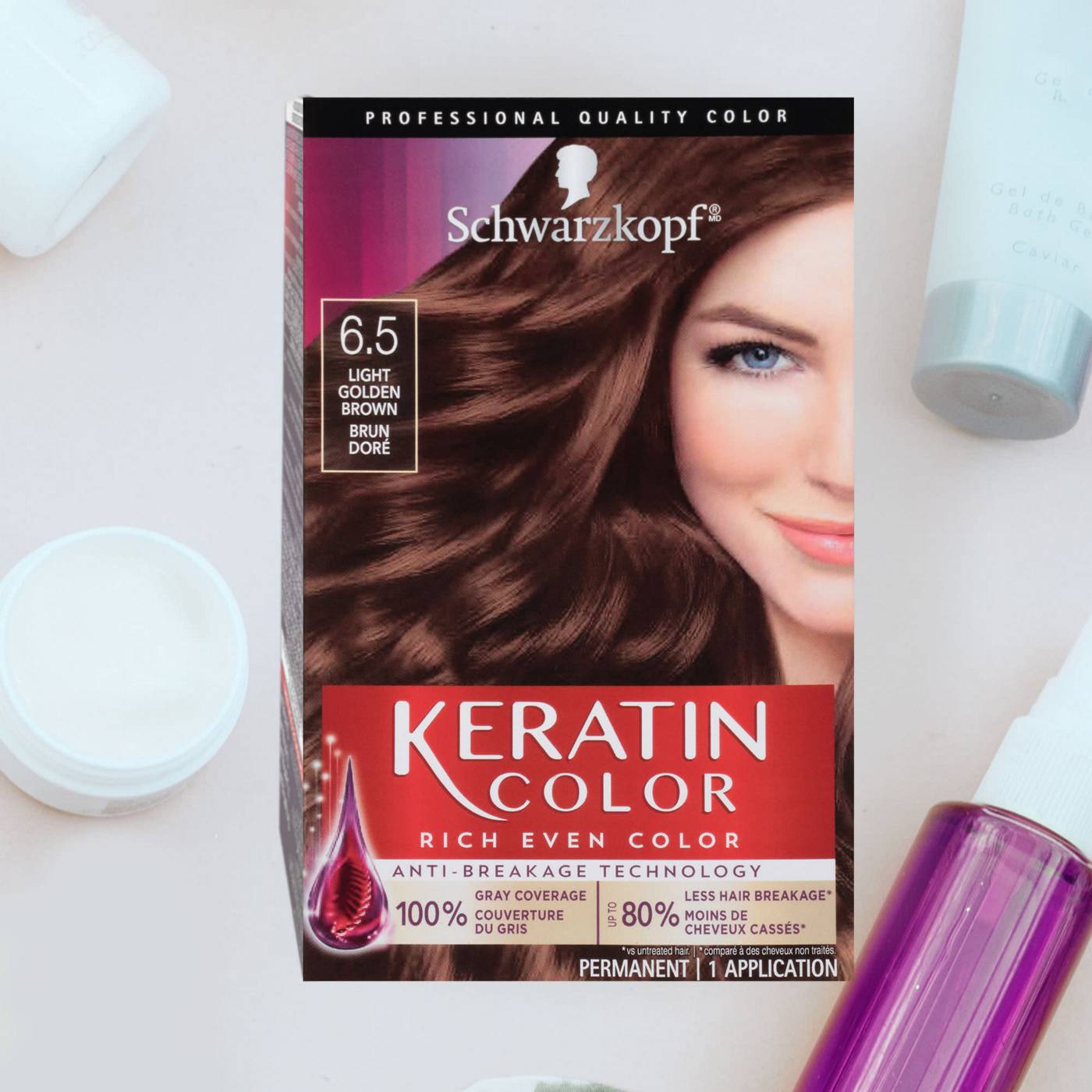 Schwarzkopf Keratin Color Permanent Hair Color Cream, 6.5 Light Golden Brown; image 5 of 5