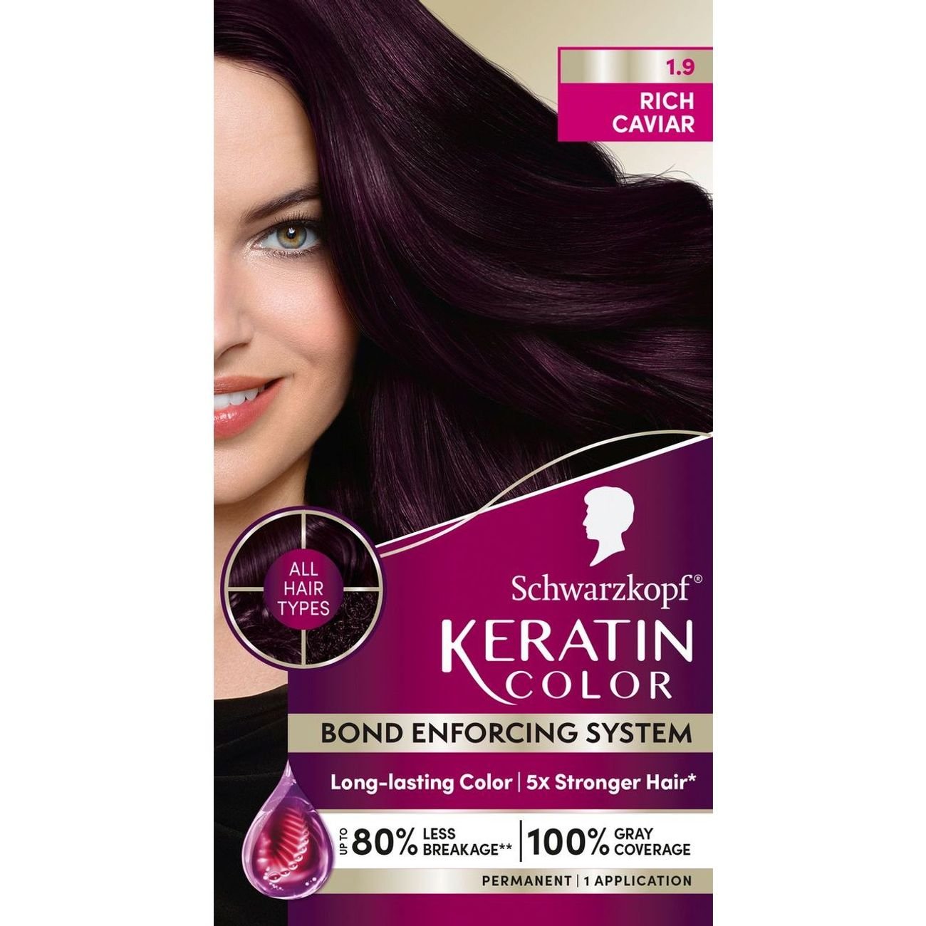 Schwarzkopf Keratin Color 1 9 Rich Caviar Shop Hair Color At H E B