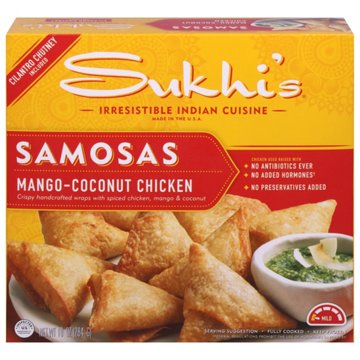 Sukhi's Frozen Mango-Coconut Chicken Samosas