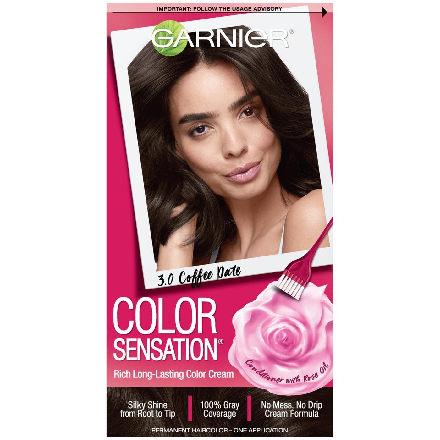 Garnier Color Sensation Hair Color Cream 3.0 Coffee Date (Darkest Brown); image 1 of 8