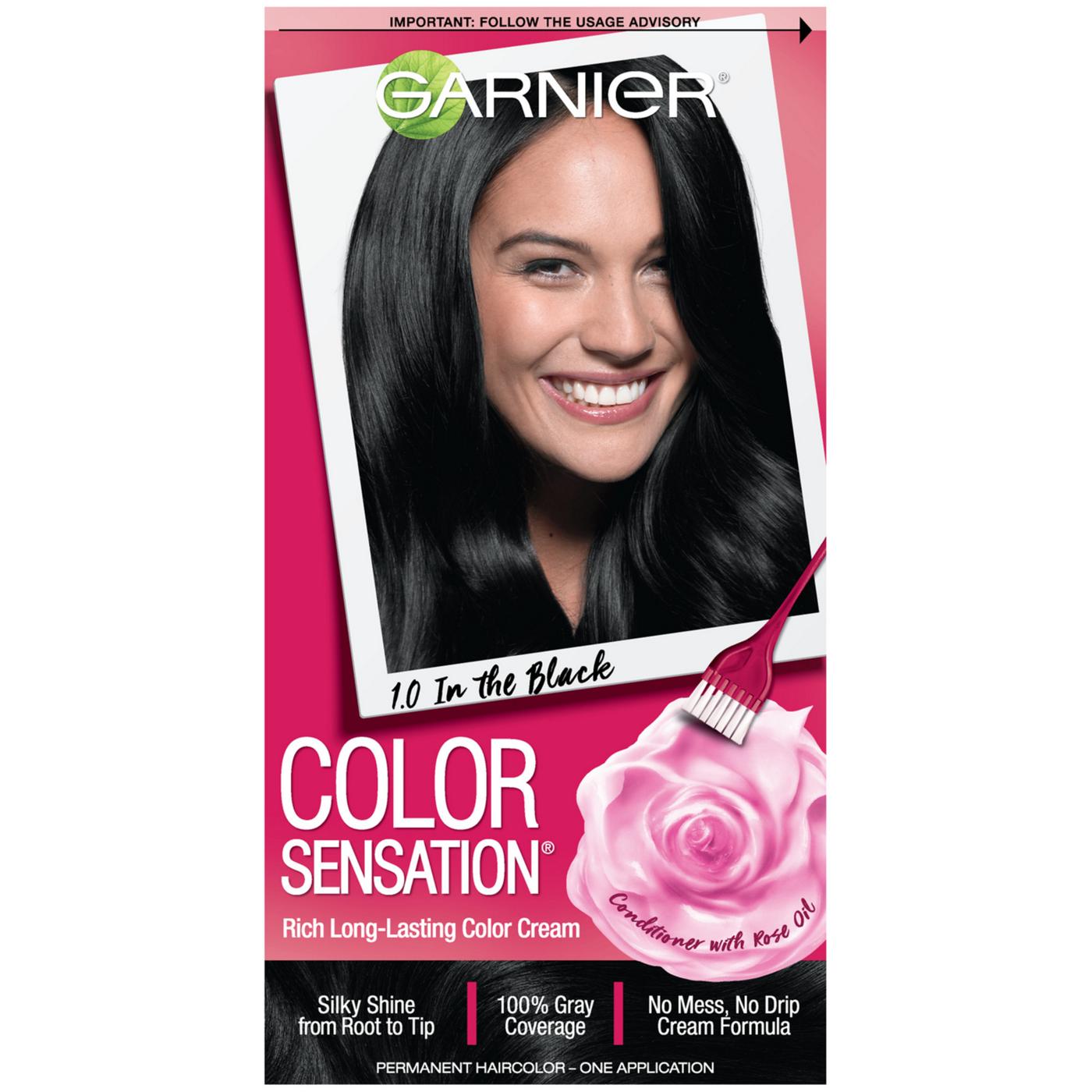 Garnier Color Sensation Hair Color Cream 1.0 In the Black (Black); image 1 of 8