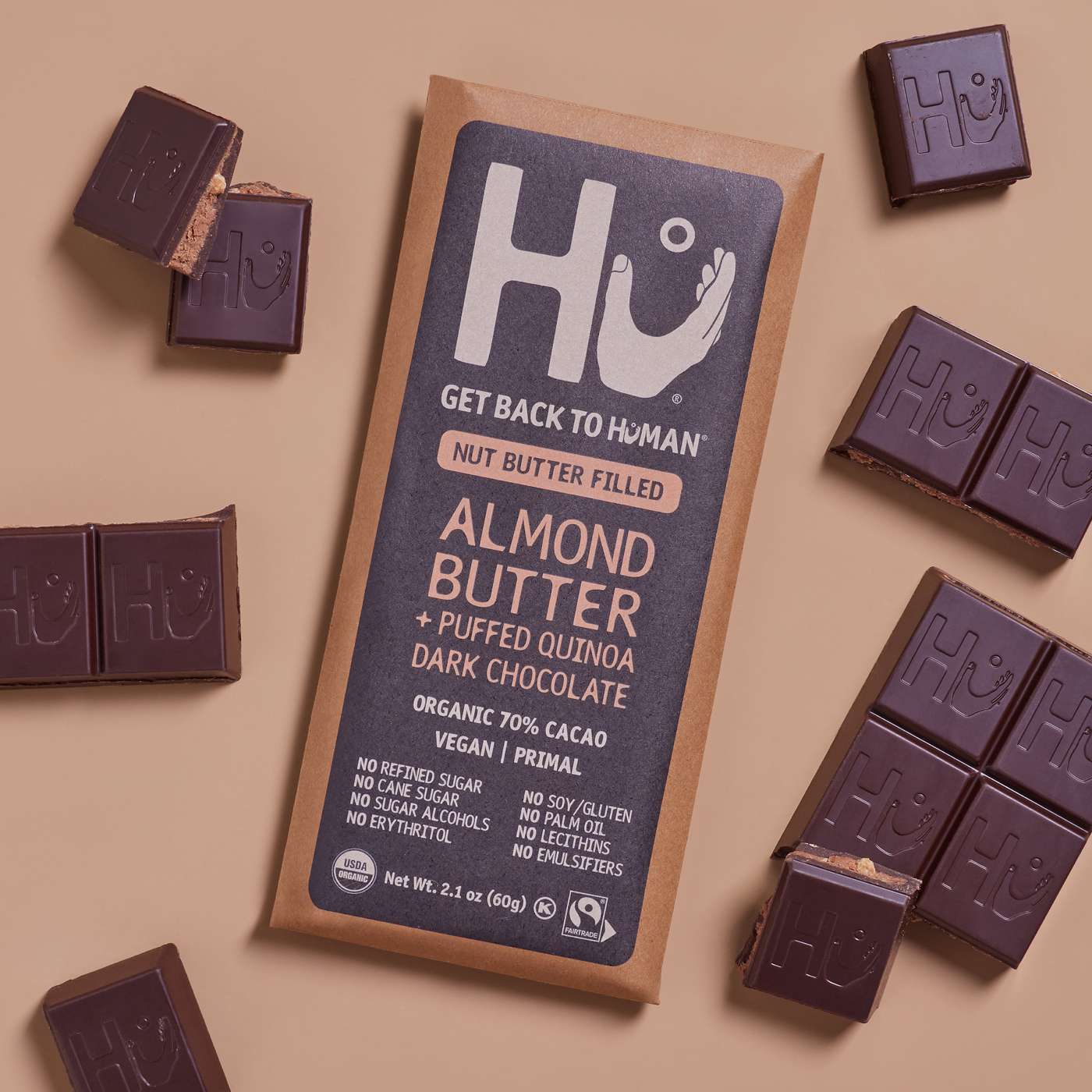 Hu Organic Almond Butter + Puffed Quinoa Dark Chocolate Bar; image 5 of 8
