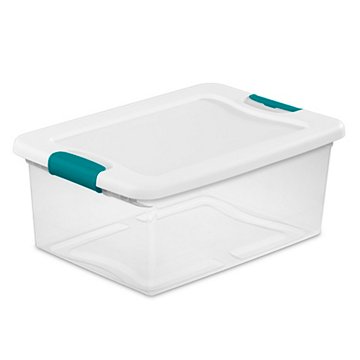 Sterilite Latching Storage Box with White Lid - Clear, 15 qt