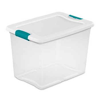 Sterilite Latching Storage Box with White Lid - Clear, 25 qt