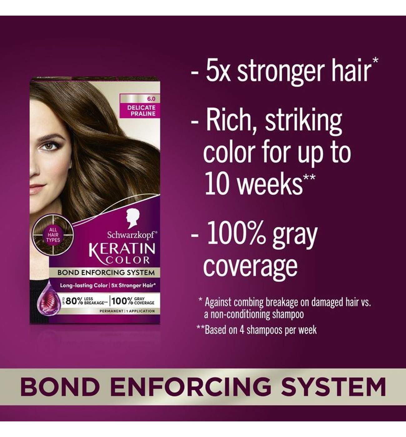 Schwarzkopf Keratin Color Permanent Hair Color Cream, 6.0 Delicate