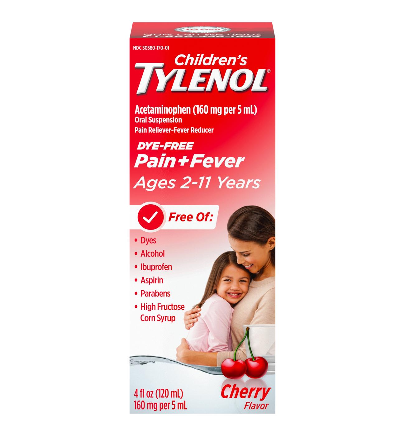 Tylenol Children's Pain + Fever Oral Suspension - Cherry; image 1 of 3