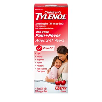 Tylenol Children's Pain + Fever Dye-Free Medicine - Cherry
