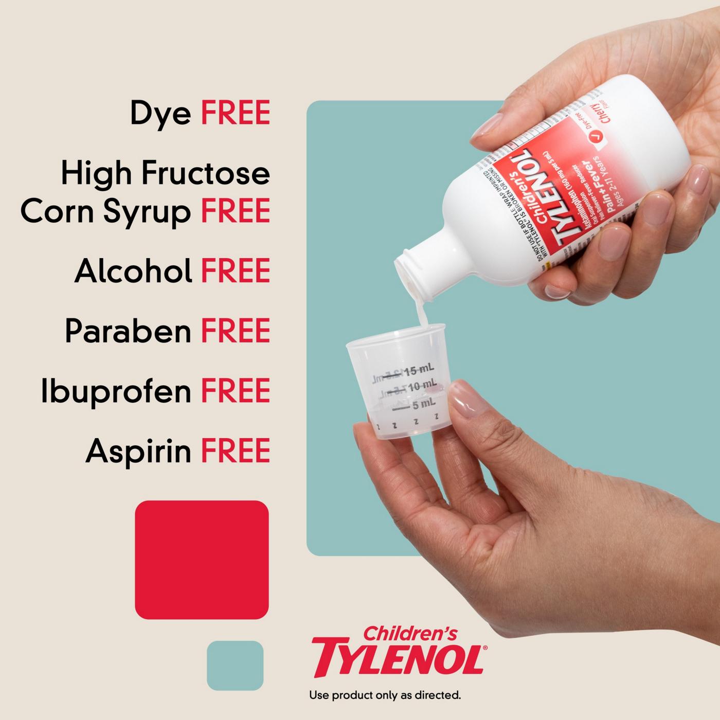 Tylenol Children's Pain + Fever Dye-Free Medicine - Cherry; image 4 of 8