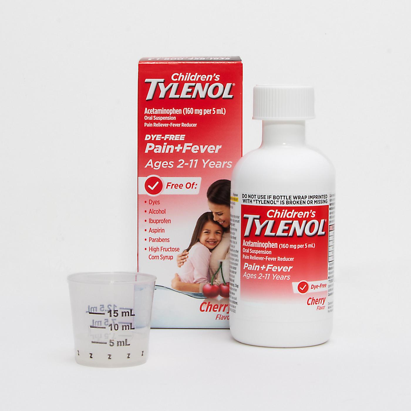 Tylenol Children's Pain + Fever Dye-Free Medicine - Cherry; image 6 of 8