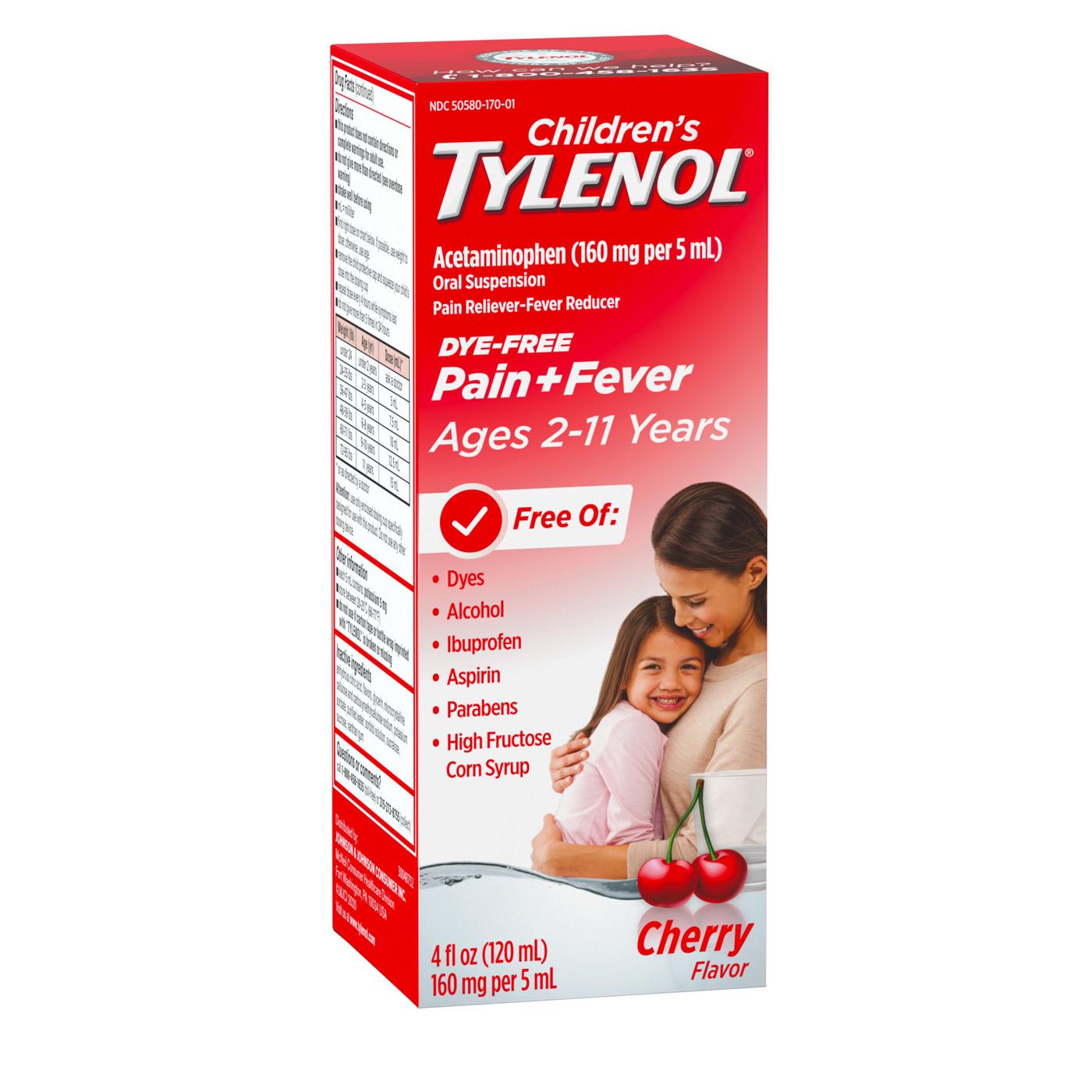 Tylenol Children's Pain + Fever Dye-Free Medicine - Cherry; image 7 of 8