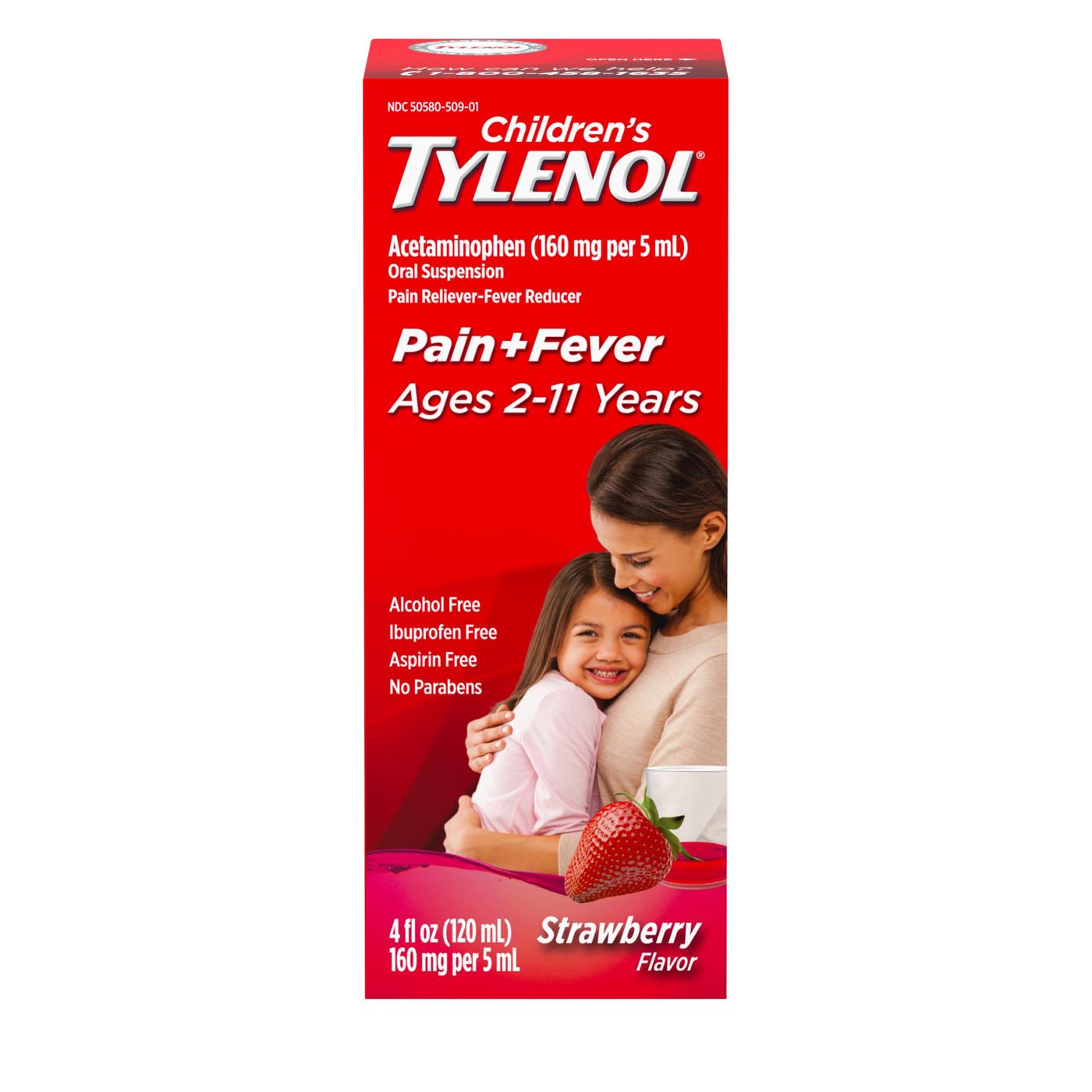 Tylenol Children's Pain + Fever Oral Suspension - Strawberry; image 1 of 6