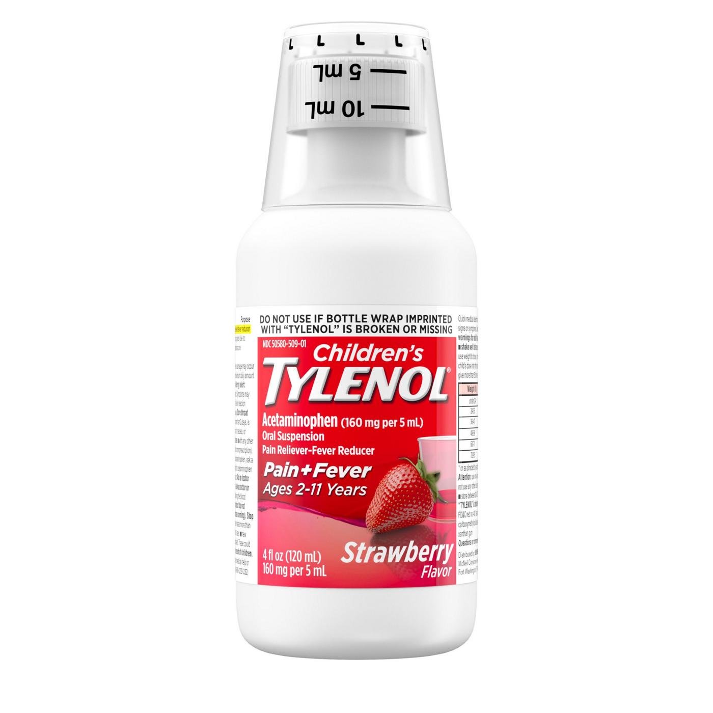 Tylenol Children's Pain + Fever Oral Suspension - Strawberry; image 2 of 6