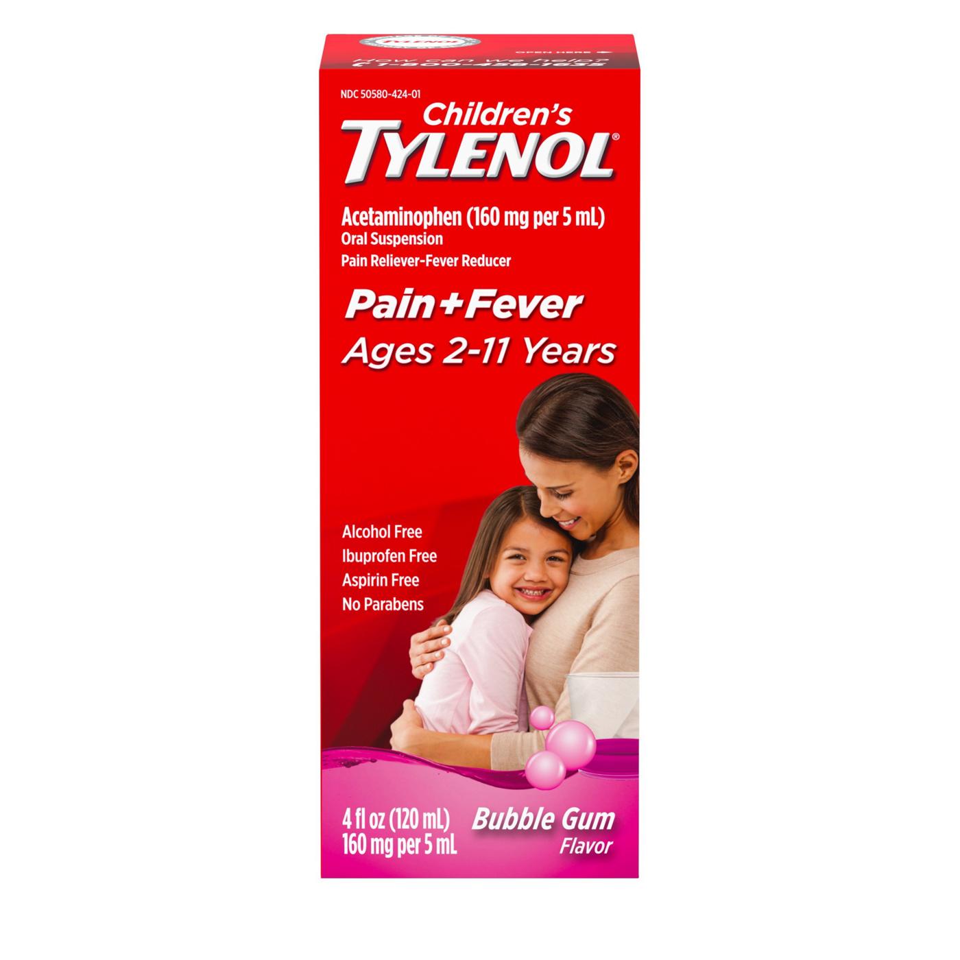 Tylenol Children's Pain + Fever Oral Suspension - Bubble Gum; image 1 of 6