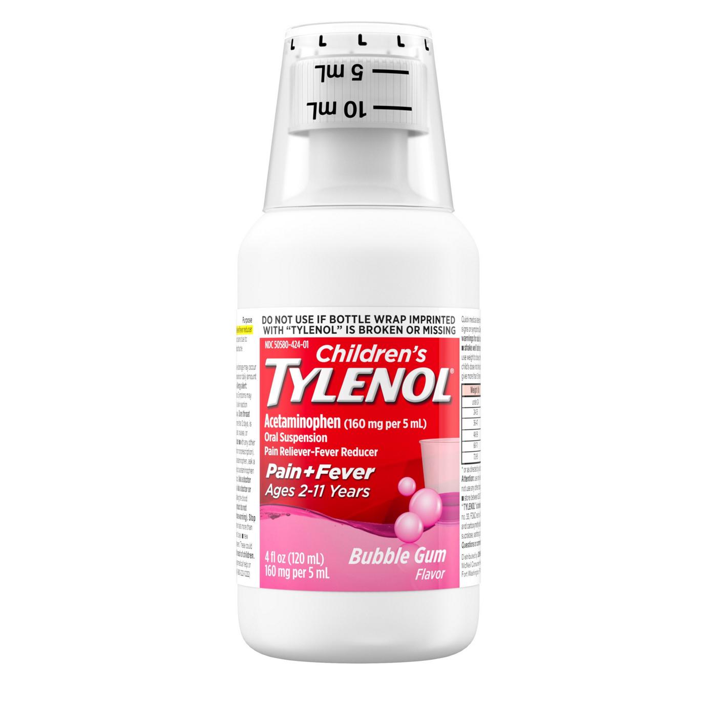 Tylenol Children's Pain + Fever Oral Suspension Bubble Gum Shop