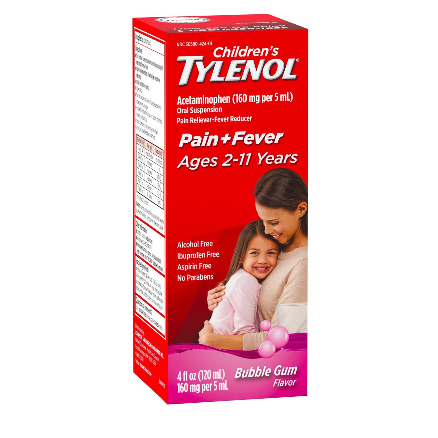 Tylenol Children's Pain + Fever Oral Suspension - Bubble Gum; image 5 of 6