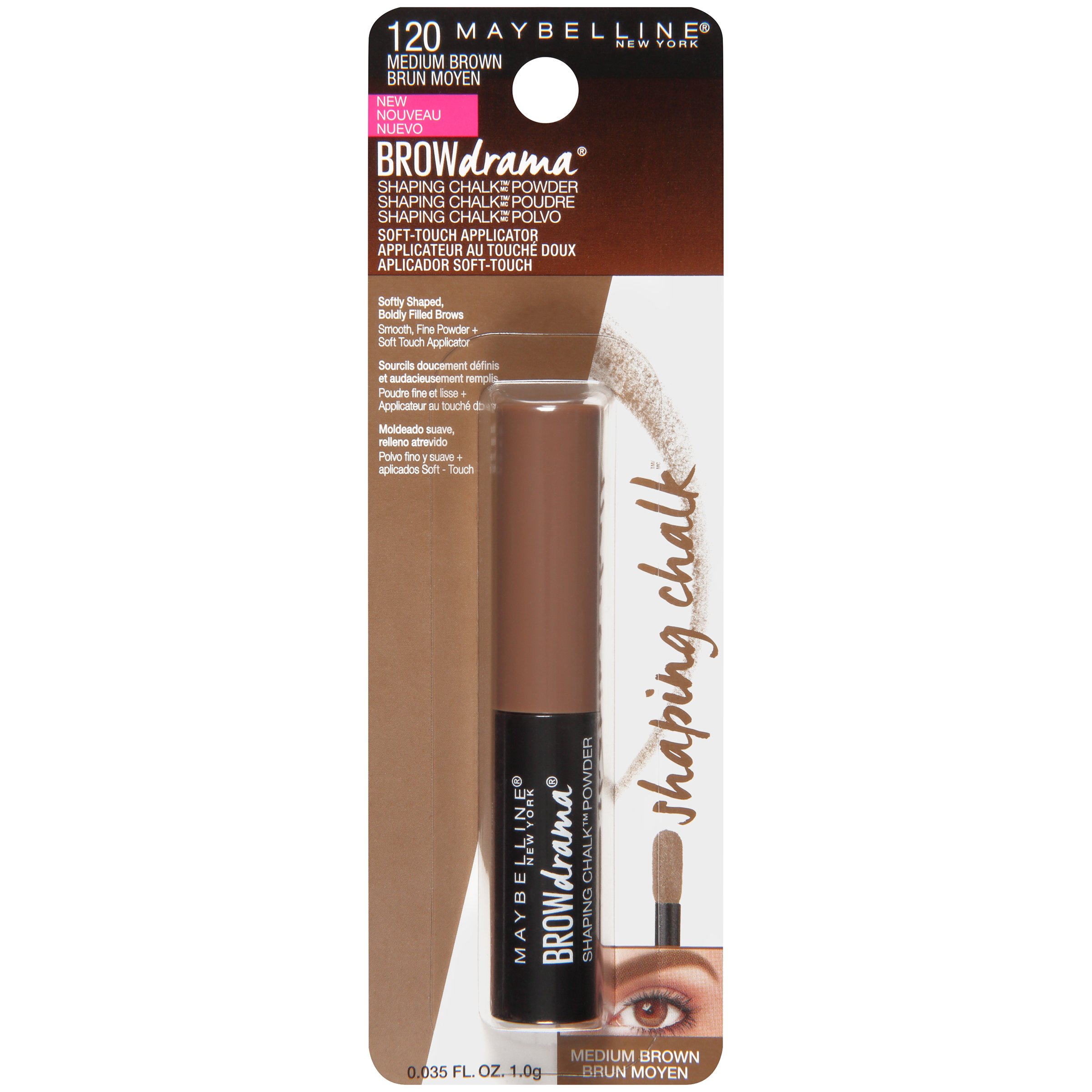 Maybelline Brow Drama Shaping Chalk Powder, Medium Brown - Shop Brow ...