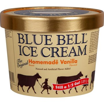 Blue Bell Homemade Vanilla Ice Cream, 1/2 gal