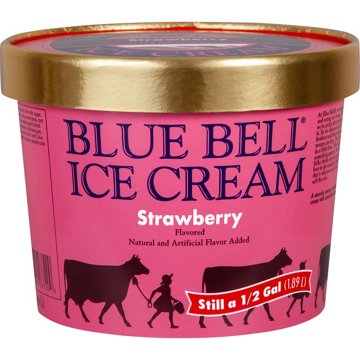 Blue Bell Strawberry Ice Cream, 1/2 gal