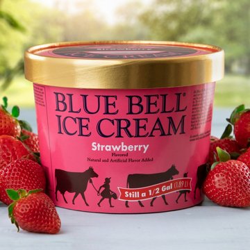 Blue Bell Strawberry Ice Cream, 1/2 gal