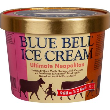Blue Bell Ultimate Neapolitan Ice Cream, 1/2 gal