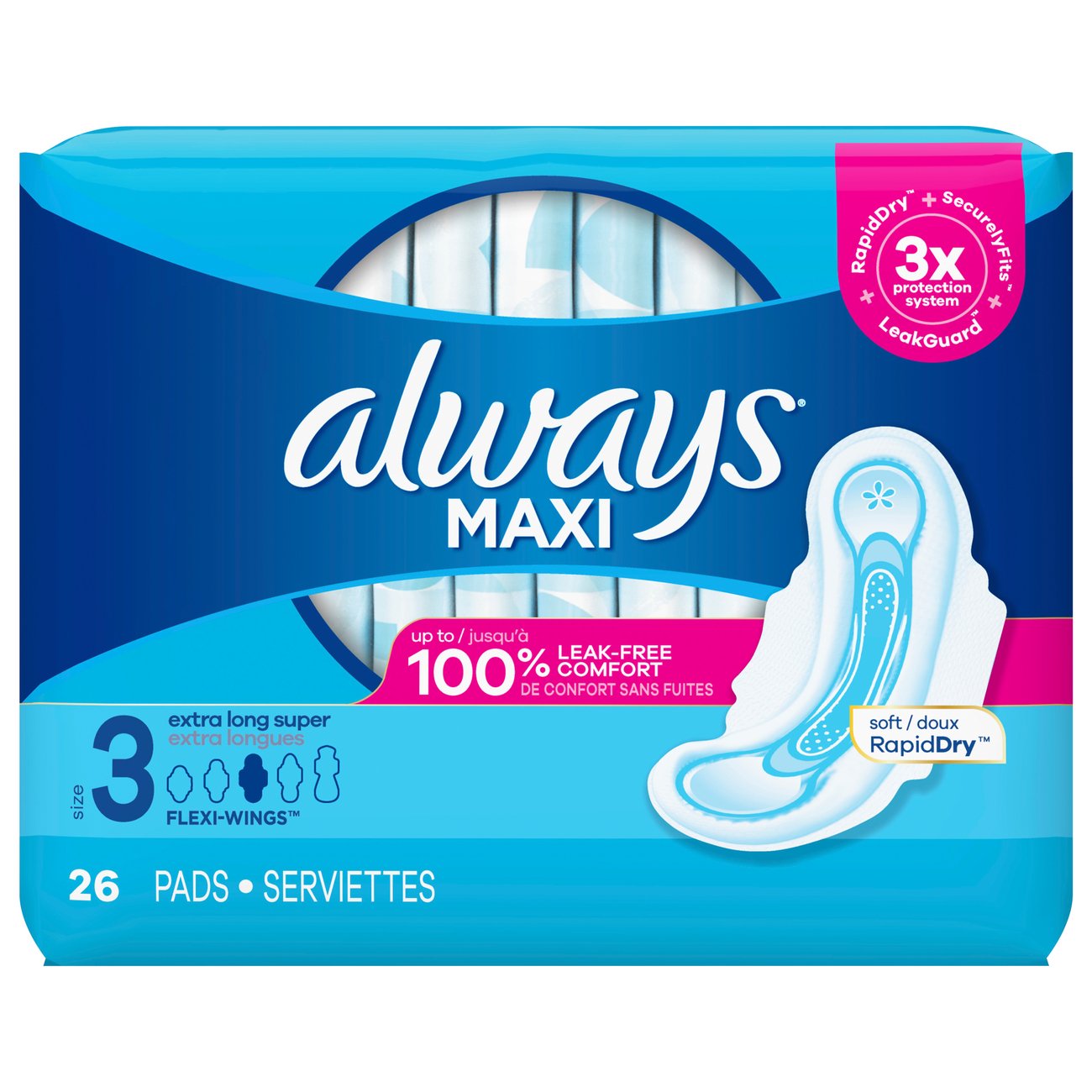 Always Maxi Pads Size 3 Extra Long Super With Wings Shop Pads
