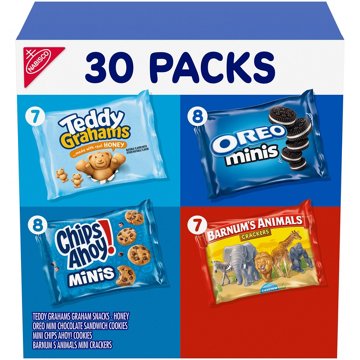 Nabisco Team Favorites Snack Variety Pack 1 oz Bags - Teddy Grahams, OREO, Chips Ahoy! & Barnum's Animal Crackers, 30 ct