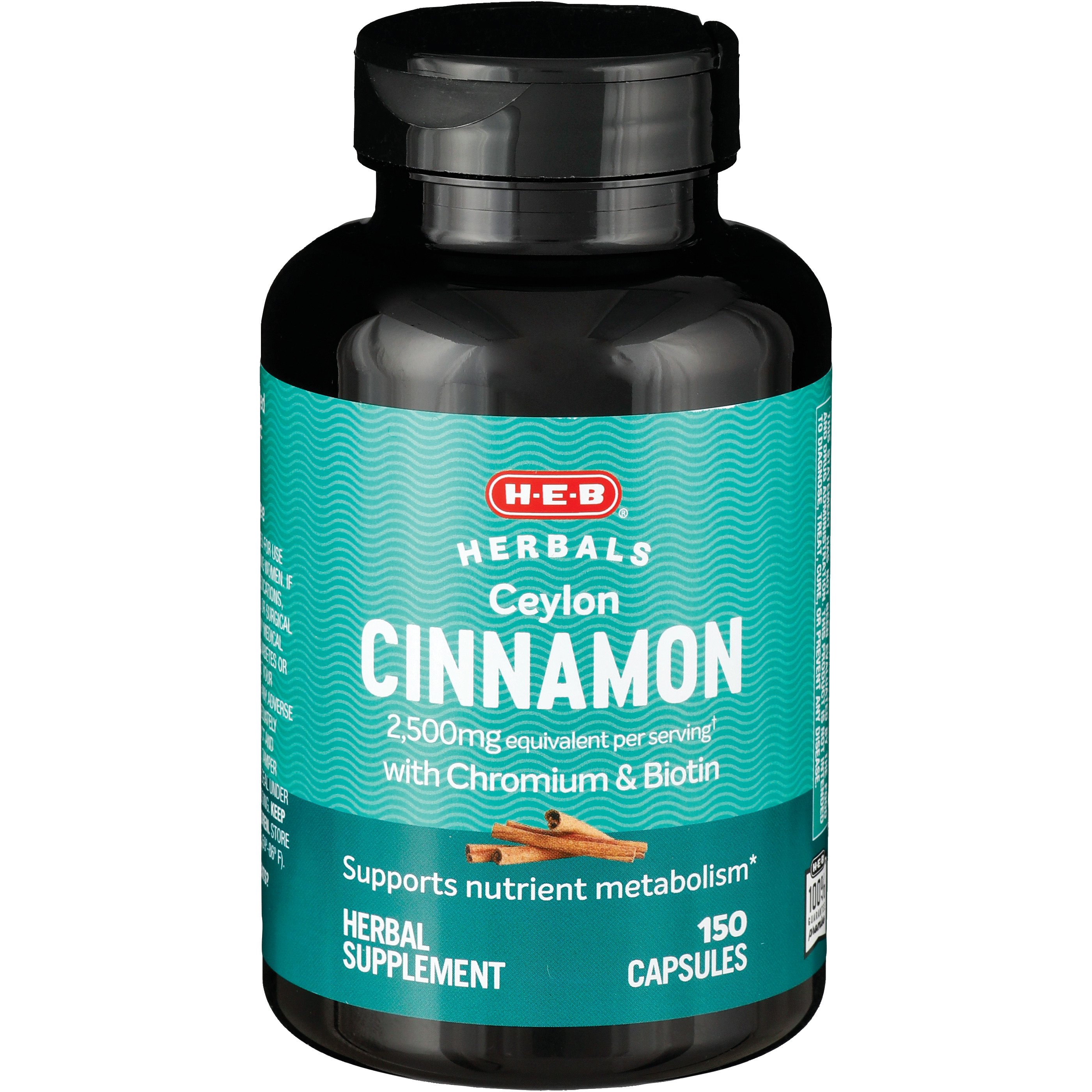 HEB Herbals Ceylon Cinnamon with Chromium & Biotin Capsules 2,500