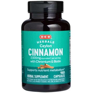 H-E-B Herbals Ceylon Cinnamon 2500 mg with Chromium & Biotin Capsules