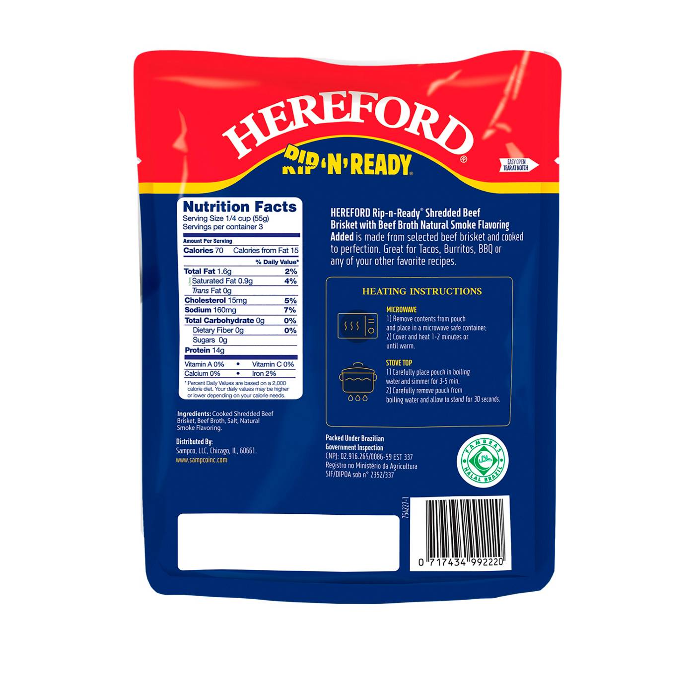 Hereford Rip 'n' Ready Shredded Beef Brisket Smoke Flavor; image 2 of 2