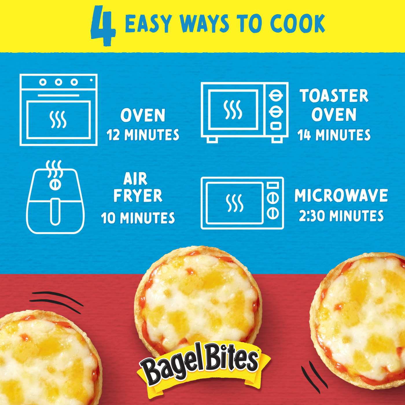 Bagel Bites Pizza Snacks Three Cheese Mini Bagels, Frozen Appetizer Shop Entrees & sides at HEB