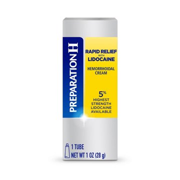 Preparation H Rapid Relief Hemorrhoid Cream with Lidocaine, Numbing Relief for Swelling, Pain, Burning and Itching, 1 oz
