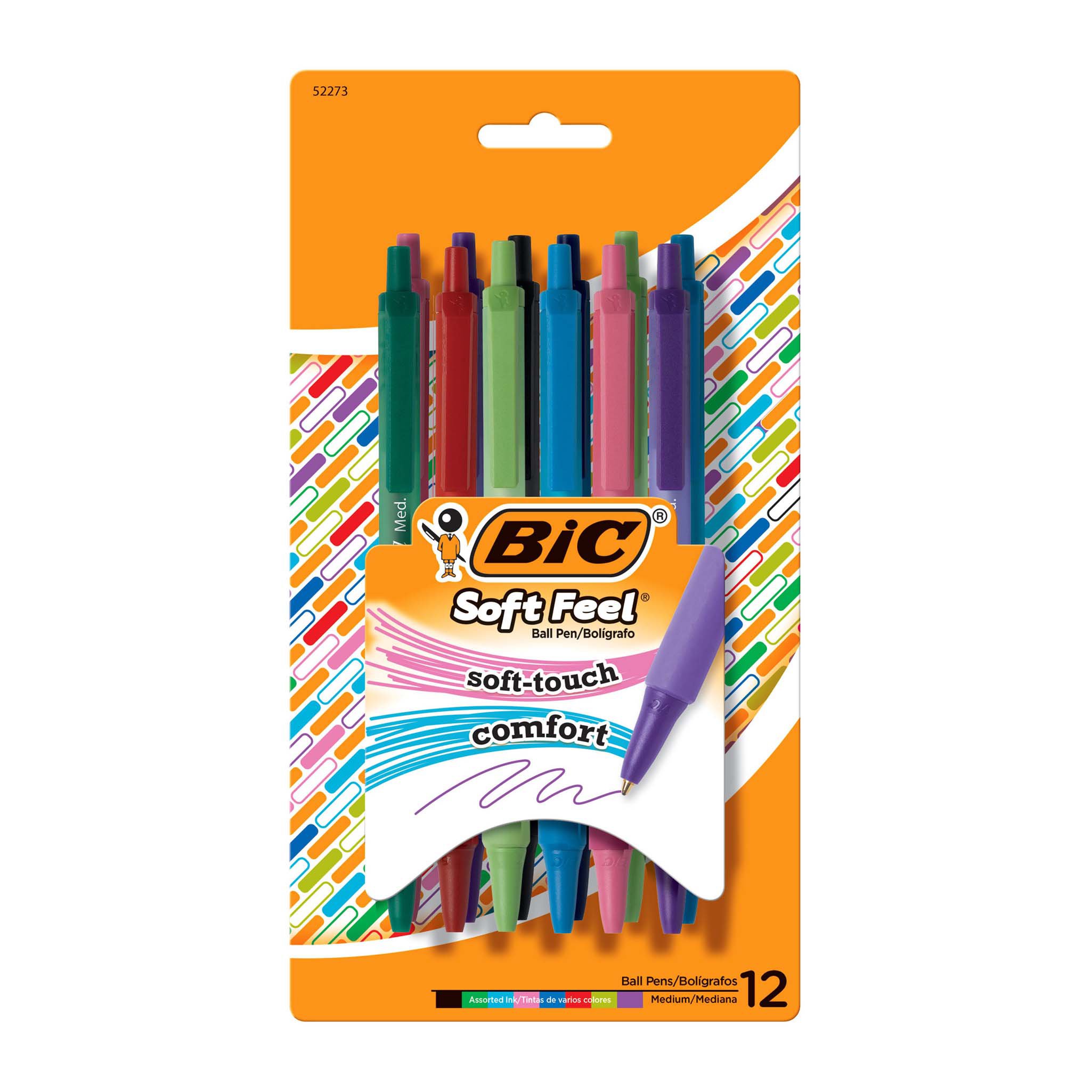 Bic Soft Feel Fashion Retractable Ball Point Pen Medium, Assorted