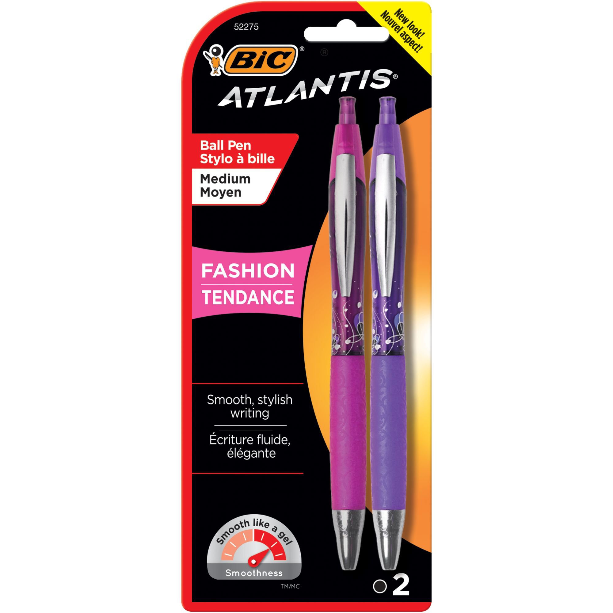 BIC Atlantis Original Retractable Ball Point Pen Fashion Barrels, Black