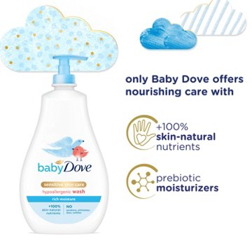 Baby Dove Sensitive Skin Care Baby Wash Rich Moisture, 20 oz