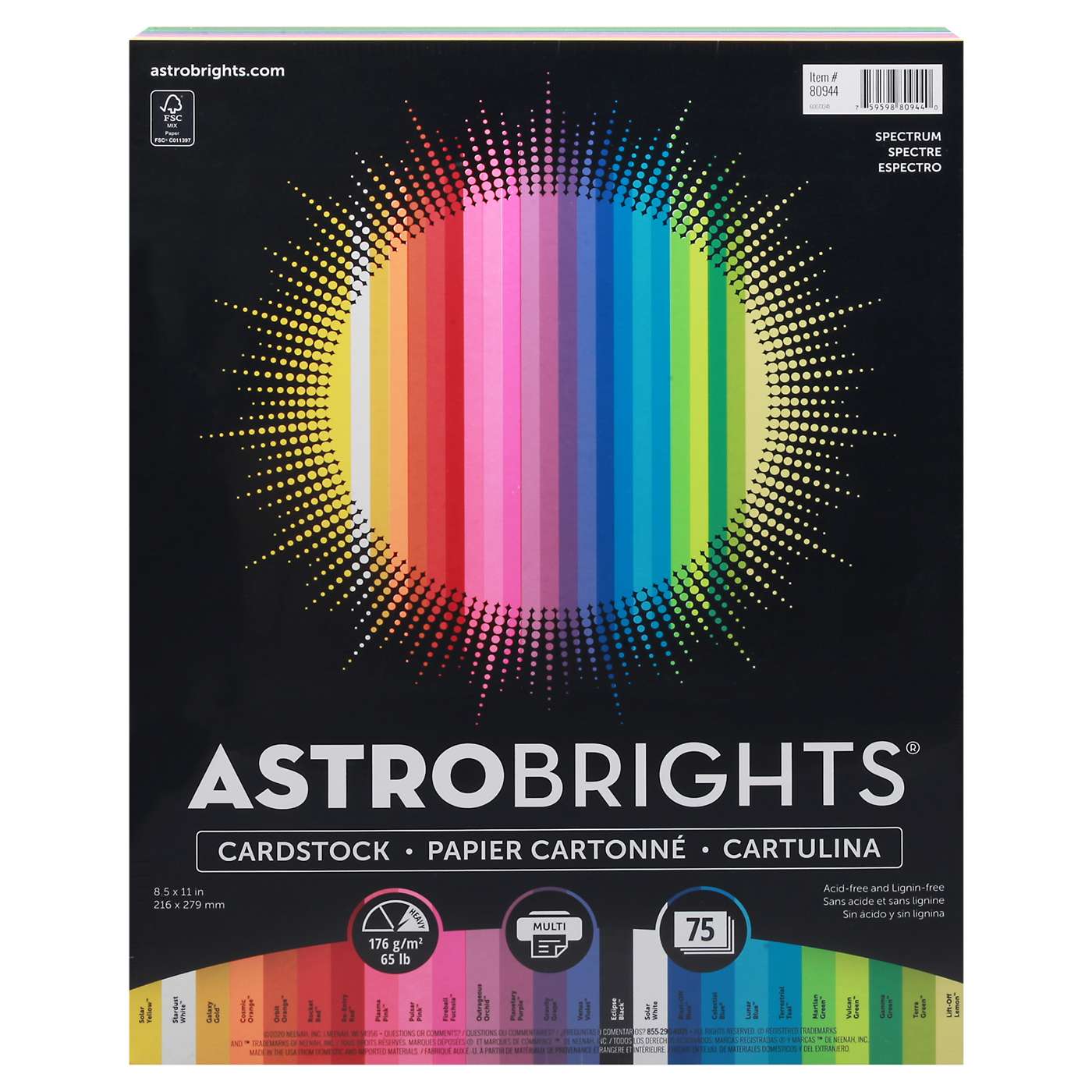 Neenah Astrobrights Colored Cardstock Paper; image 1 of 2
