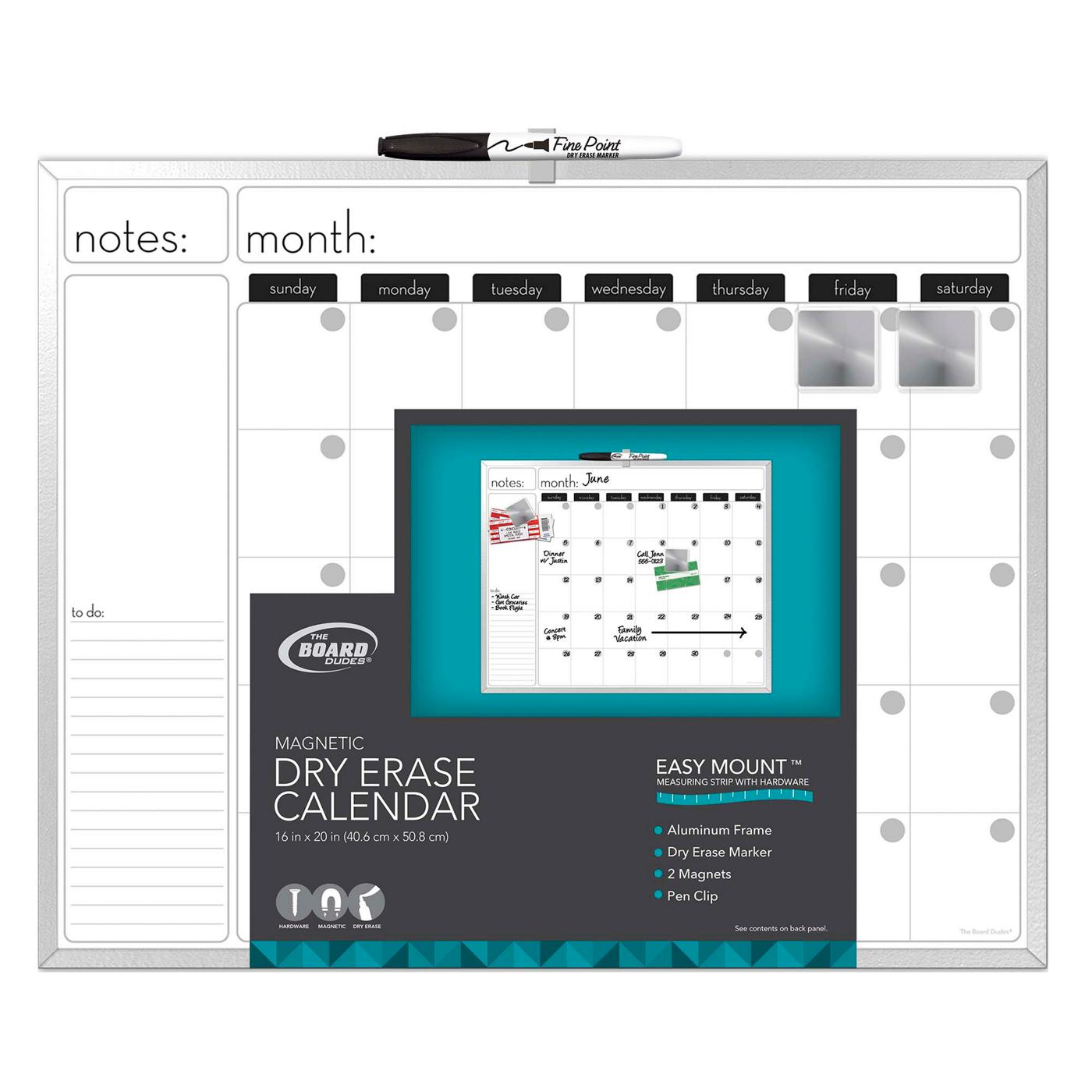 2-in-1 Dry Erase Calendar Combo Board w/ Marker & Magnet