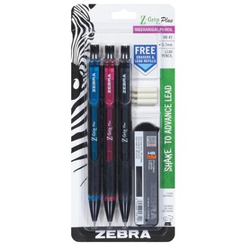 Zebra Z-Grip Plus 0.7mm Mechanical Pencils, 3 pk