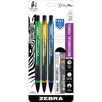 Zebra Z-Grip Plus 0.7mm Mechanical Pencils, 3 pk