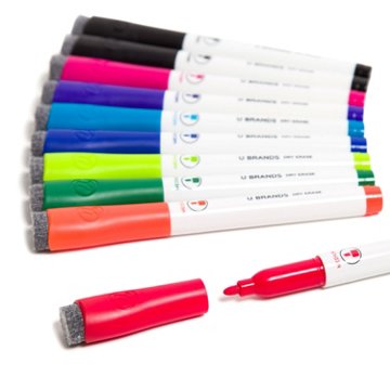 U Brands Medium Point Dry Erase Markers - Assorted Ink, 10 pk