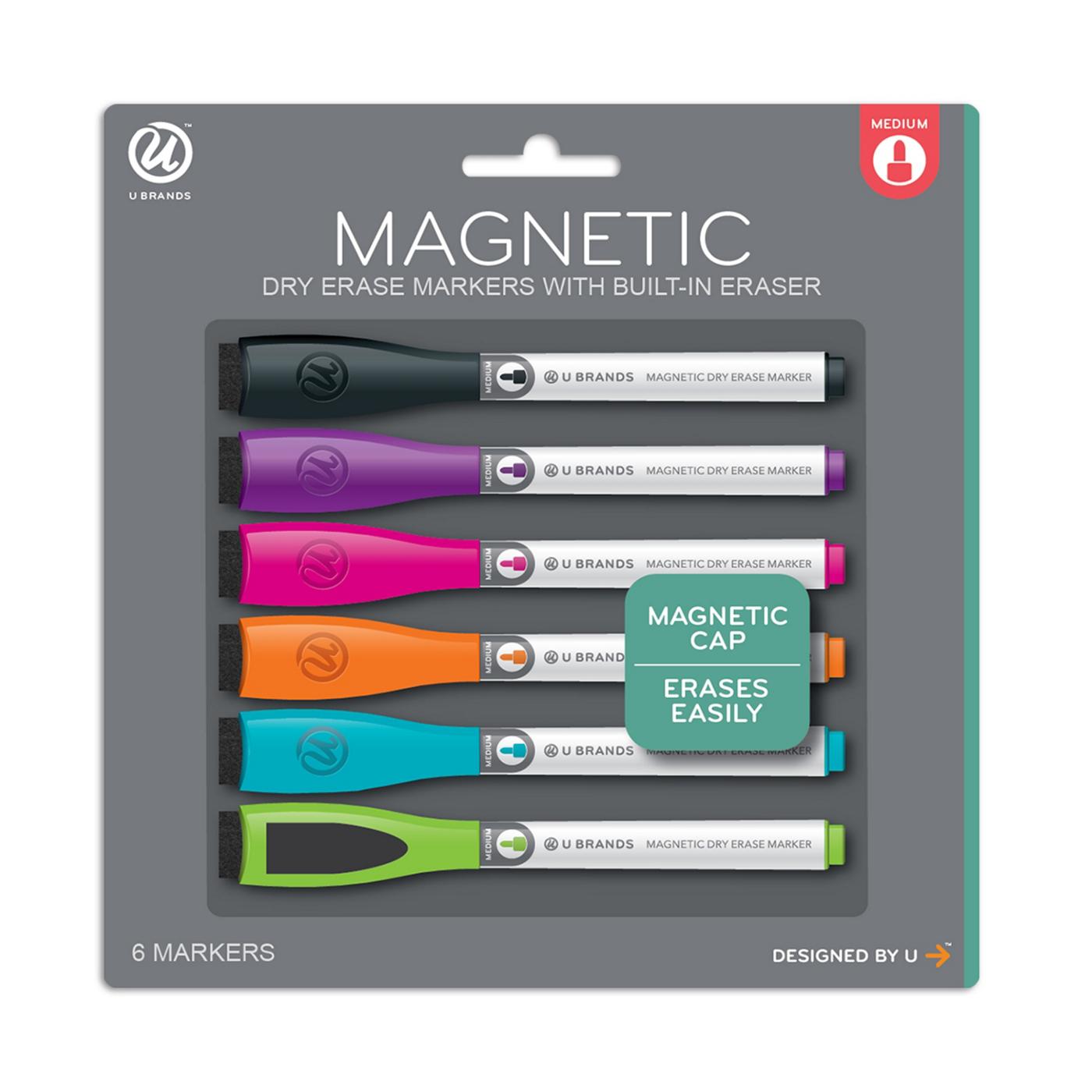 U Brands Medium Point Magnetic Dry Erase Markers with Built-In Erasers - Assorted Ink; image 1 of 7