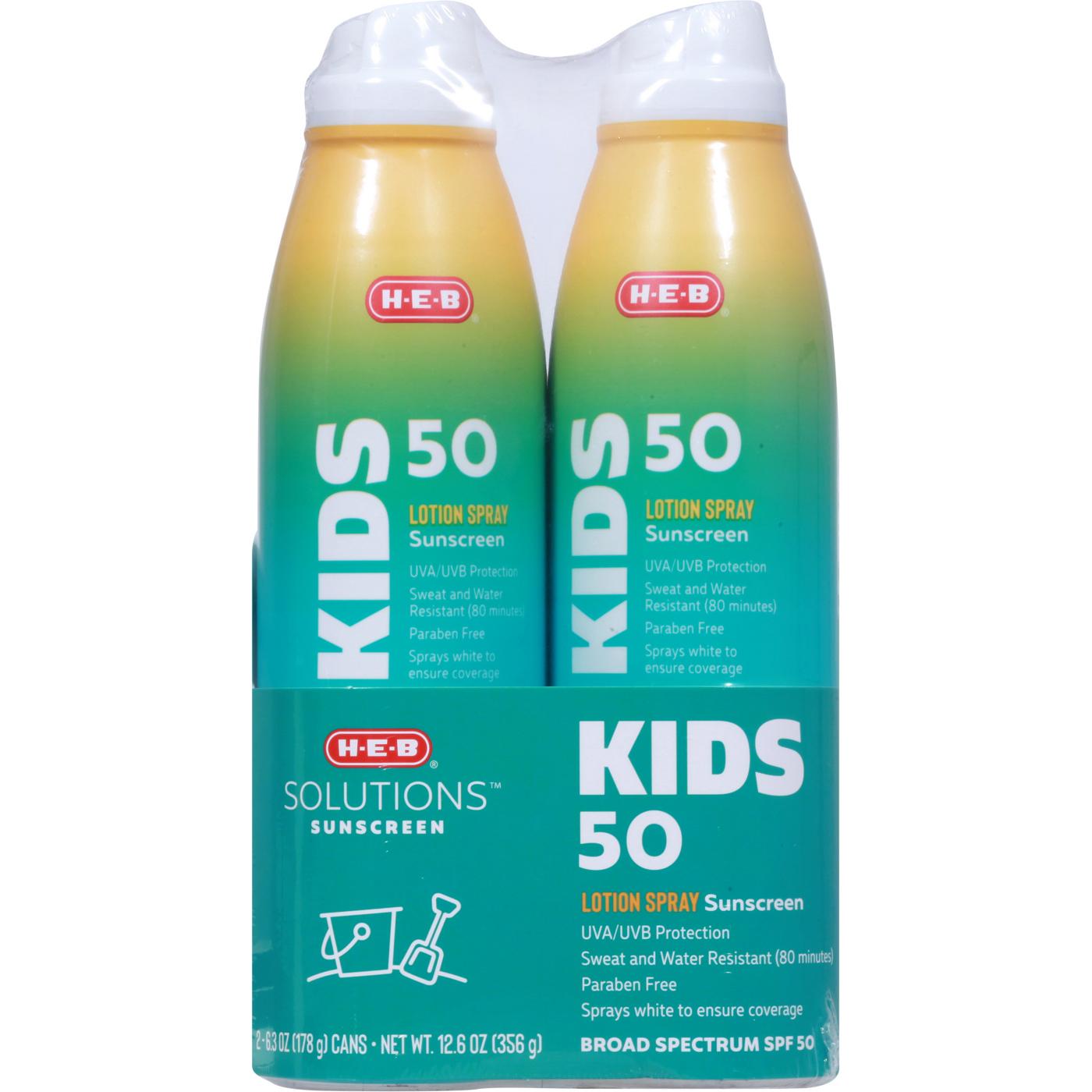 H-E-B Kids Broad Spectrum Sunscreen Spray – SPF 50; image 1 of 5