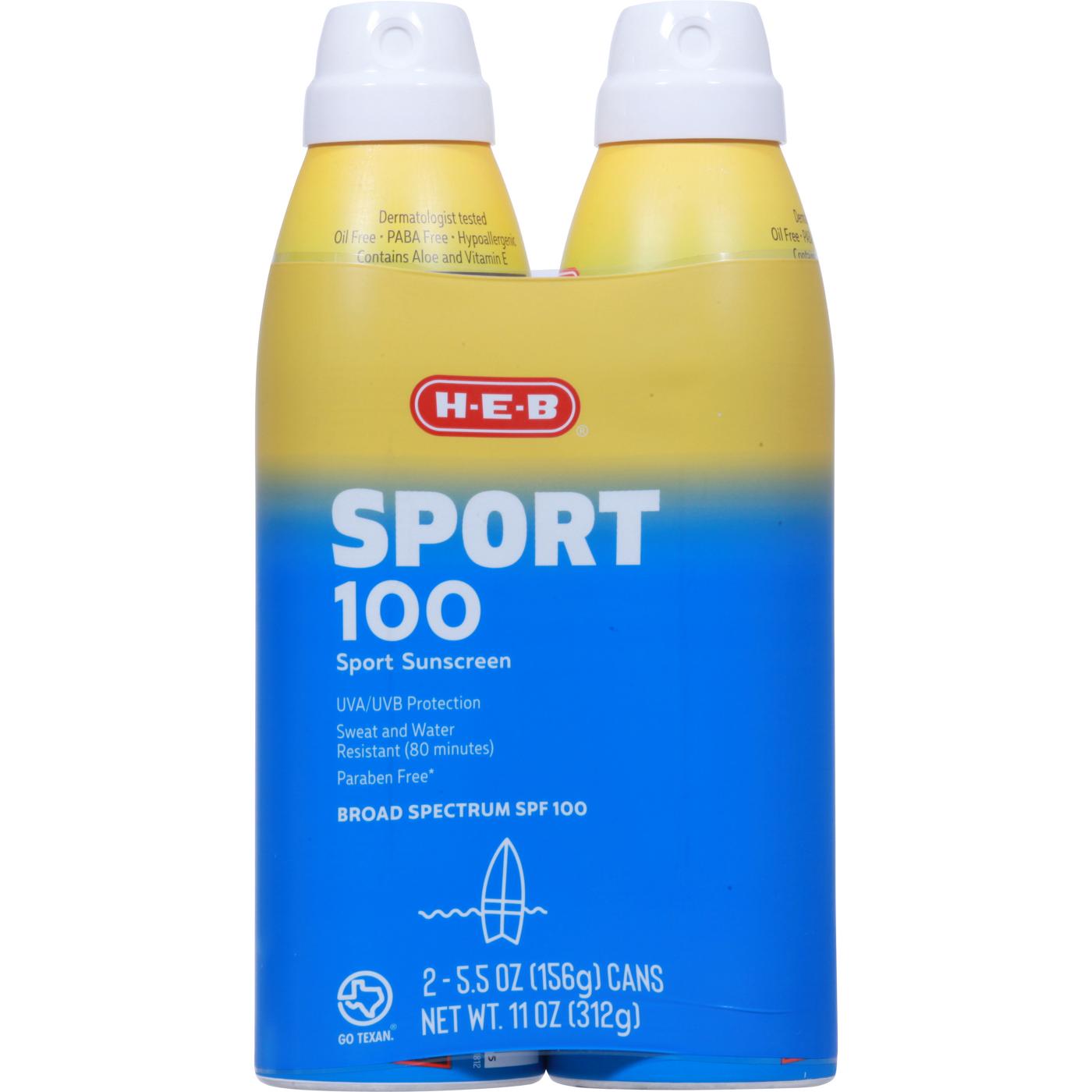 H-E-B Sport Broad Spectrum Sunscreen Spray – SPF 100; image 1 of 2