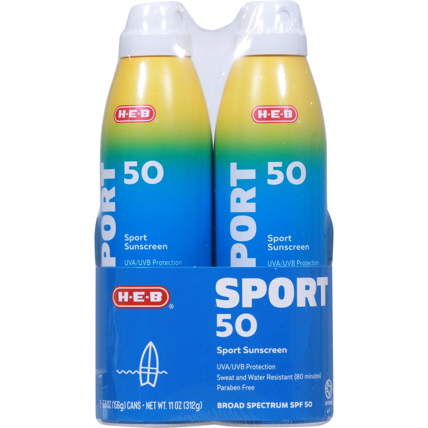 H-E-B Sport Broad Spectrum Sunscreen Spray – SPF 50; image 1 of 4