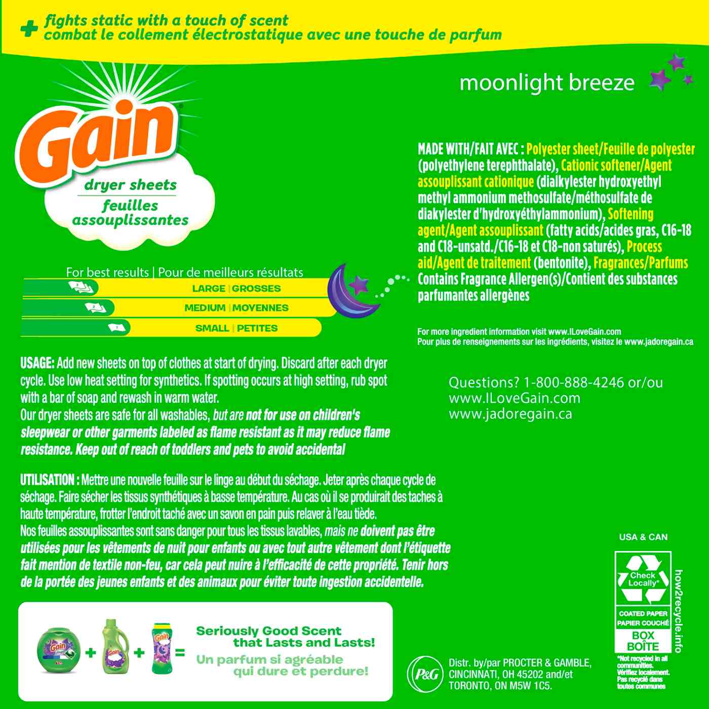 Gain Dryer Sheets Plus Wrinkle Release - Moonlight Breeze Scent; image 4 of 9