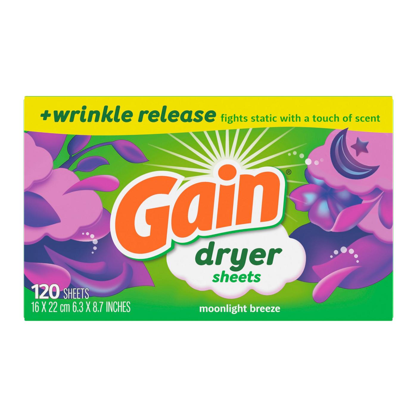 Gain Dryer Sheets Plus Wrinkle Release - Moonlight Breeze Scent; image 6 of 9